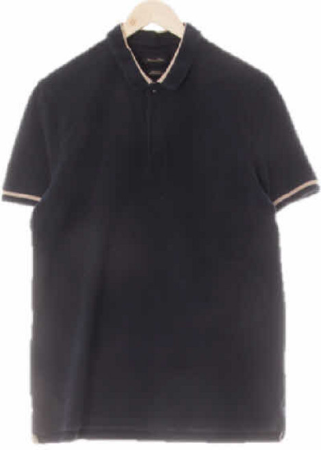 5143 마시모두띠 잉크네이비 면 배색라인숏카라반팔티 [XL]