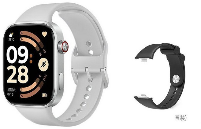 Redmi Watch 6 Xiaomi 샤오미 레드미 스마트워치 (영문 중문ver), 실버+블랙 스트랩