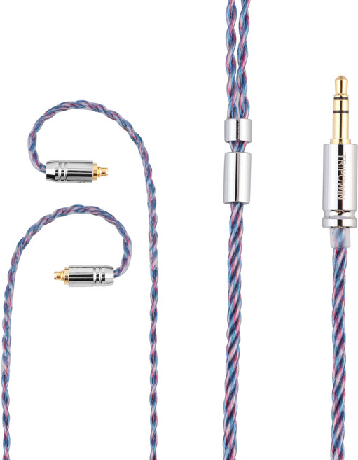 Tripowin Sirene IEM 케이블 4 코어 24AWG OFC 교체 케이블 코어당 32 와이어 인이어 모니터 오디오 애호가, 01 3.5mm-MMCX, 1개