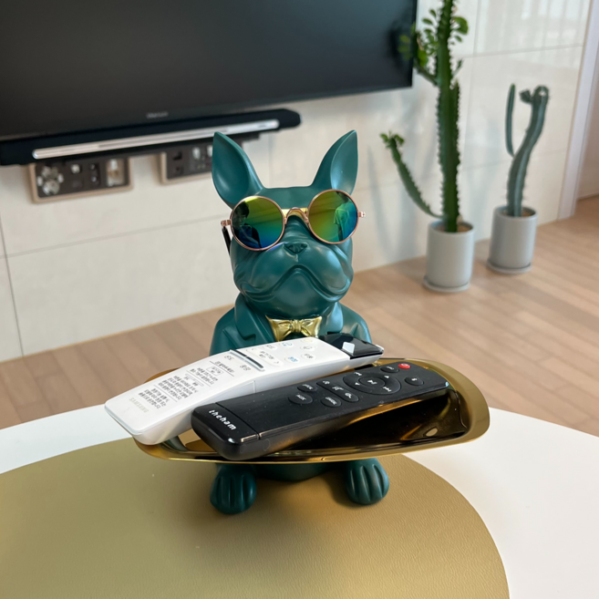 불독트레이 차키 인테리어 감성 소품 4종, 불독 그린 + 선글라스