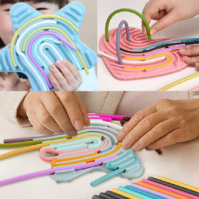 CO 말랑말랑 실리콘 미로보드 집중력 창의력발달 자유롭게 휘어지는 스틱 워크북포함 [옵션선택], 1세트, 하트판1개+별판1개