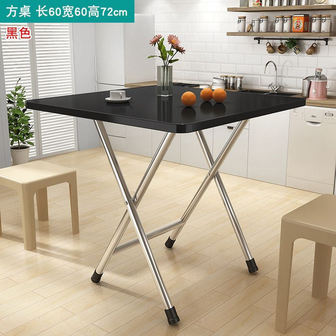 摺疊桌 長60寬60高72cm, 黑拉絲, 加高加固鍍鋅方