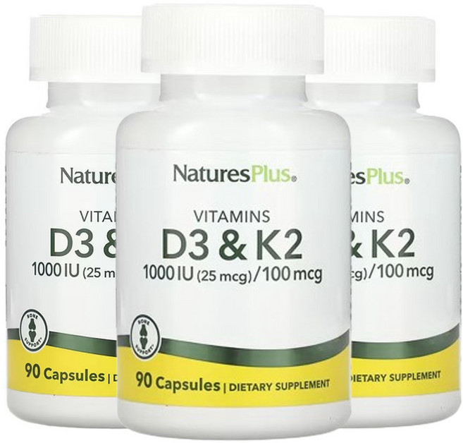 네이쳐스플러스 비타민 D3 & K2 1000IU 100mcg 90캡슐, 3개, 90정