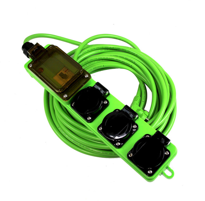 원스탑 4000W 고용량 방우형 전기연장선 차단기 멀티탭 캠핑리드선 3구, 1개, 그린, 30m
