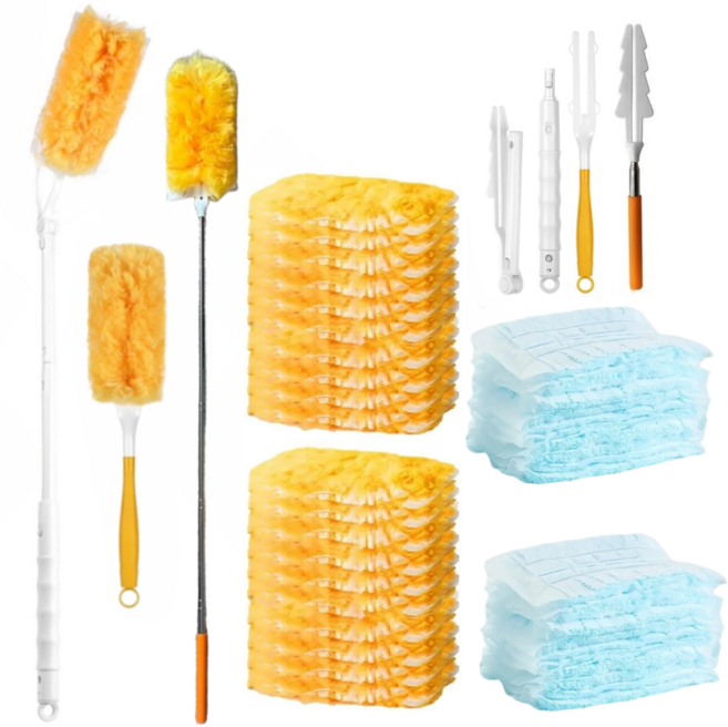 웰즈홈 더스터 먼지털이 정전기 청소포 브러쉬, 1. 핸들3종 리필 양면20P+단면20P, 1세트