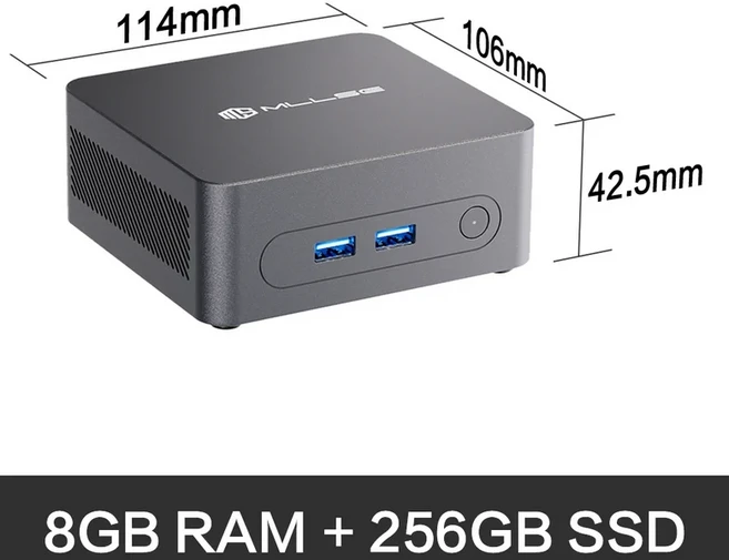 MLLSE G3 미니 PC 인텔 알더레이크 N100 DDR4 8GB/16GB 램 저장용량 WiFi 5 BT4.2 윈도우 11 Pro 데스크탑, 01 EU And US PLUG, 02 8GB RAM 256GB ROM
