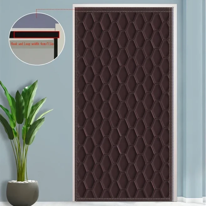 출입문 바람막이커튼 도톰 엠보싱 외풍차단 방한커튼 자석양문형 방풍 방한 우풍 외풍 차단커튼 문 양문형 방풍막, 1개, 짙은 갈색