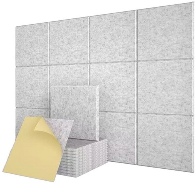 사운드스펀지 소음 감소 접착 방음스펀지 30 x 30cm 차음재 방음재 흡음재 접착형 차음시트 소리 차단, 12개, 라이트 그레이