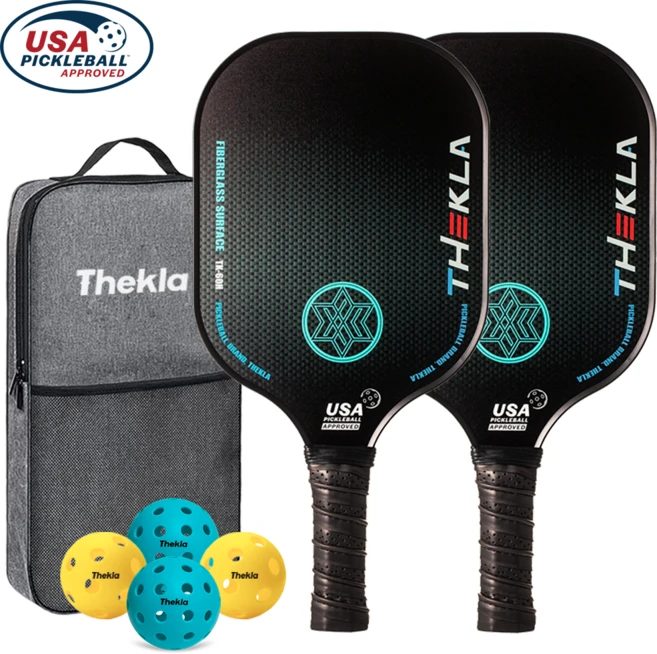 더클라 피클볼 USAPA공인 프리미엄 라켓 세트, (패들2/공4/가방), 블랙, 1세트, TK-60H - 쿠팡