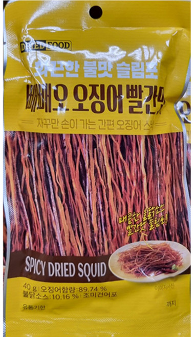 DRIED FOOD 빼빼오 오징어 빨간맛 40g, 1개