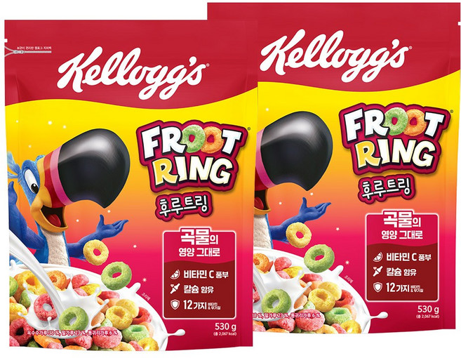켈로그 시리얼 후르트링 530g x 2개 + 큐브현미그래놀라 40g x 2개 증정