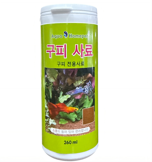 구피 송사리 사료 구피밀 부상성 열대어 관상어 먹이, 1개, 260ml