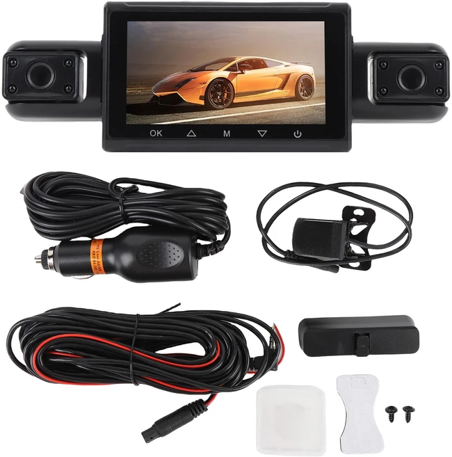 2K 대시캠 2K HD 전후방 좌우 광각 3인치 화면 WiFi 차량용 블랙박스 (64GB 메모리 카드 포함), 01 Black, 01 64G