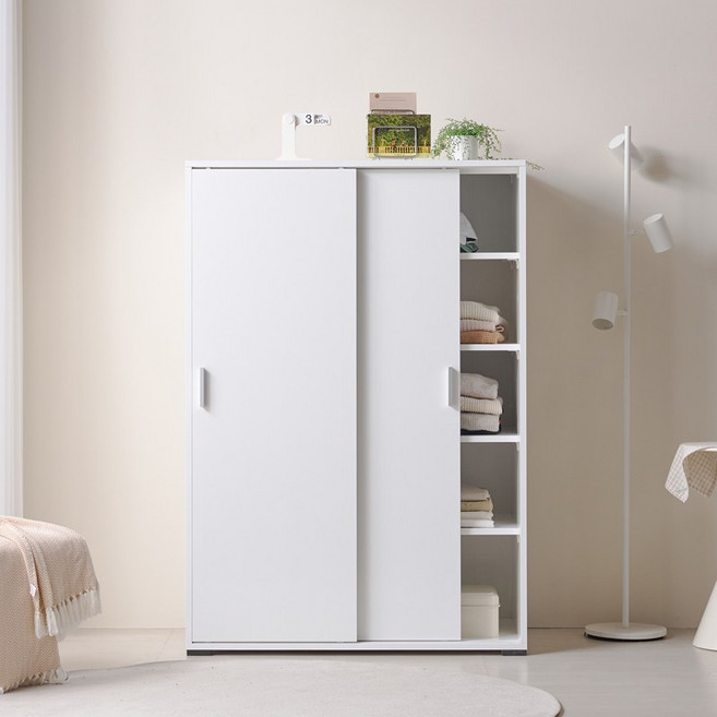 블리스데코 리블 1000 슬라이딩 낮은 수납 옷장 KDT053_C, 화이트