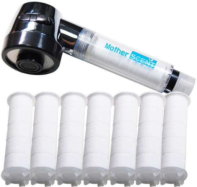 마더센트 주방용 싱크대 수도꼭지 녹물필터 수전 헤드 핸디형 필터7P포함 세트, 1세트