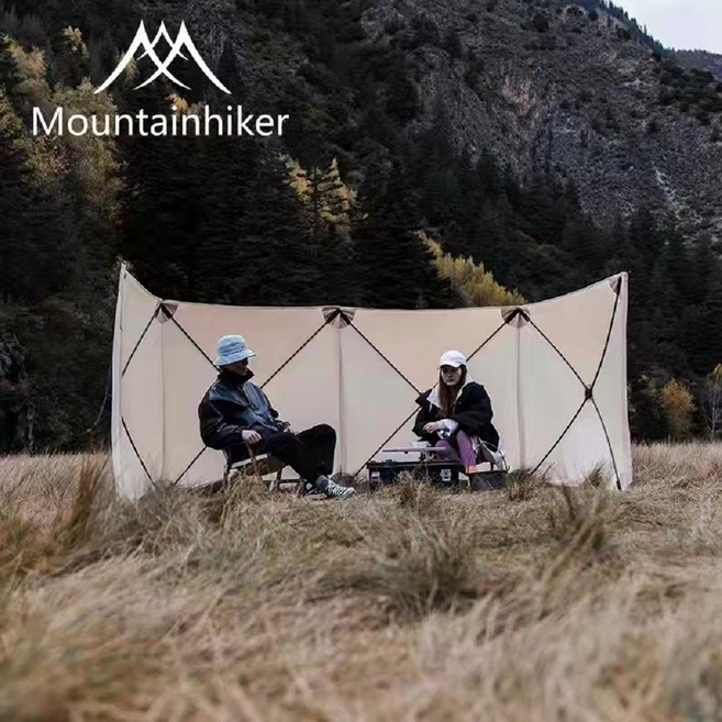 마운틴하이커 윈드스크린 면 원터치 바람막이 사이드월 타프스크린 가림막 캠핑, 베이지 4단(5.6x1.4m)