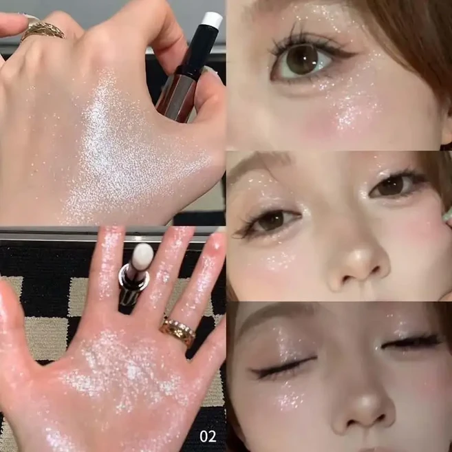 HERORANGE 쉬머 하이라이터 스틱 내추럴 글리터 화이트 아이섀도우 펜슬 페이스 메이크업 컨투어 쉐이딩 브