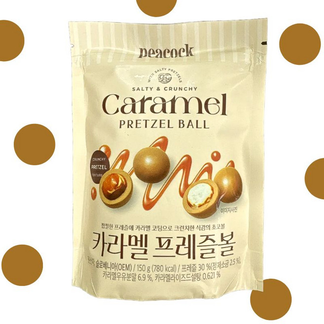 피코크 카라멜 프레즐볼, 1개, 150g
