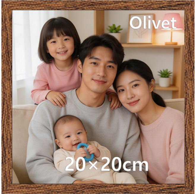 olivet 스퀘어 액자 8x8 정사각형 블랙 인테리어 벽걸이 포토월 액자, 1개, 커피 나무결