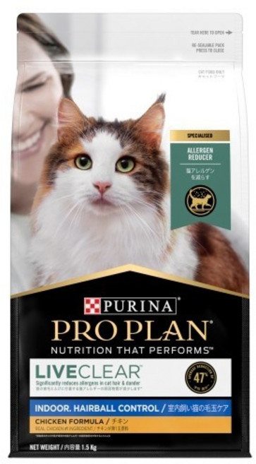 (프로플랜 정품)퓨리나 리브클리어 고양이사료 알러지케어 알레르기 사료 캣 건식사료, 1.5kg, 1개, 헤어볼