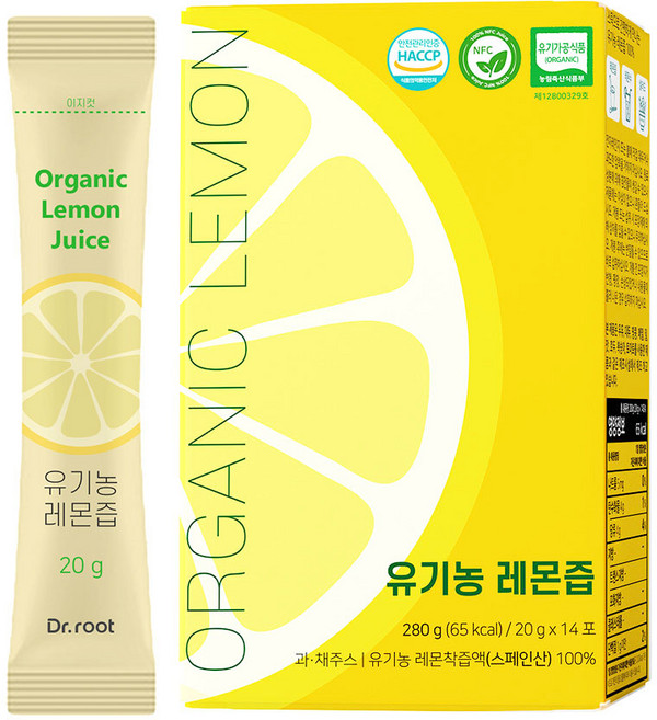 닥터루트 100% 유기농 레몬즙, 280g, 2개