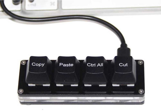 4키 키보드 단축키 복사 붙여넣기 모두선택 컷 USB 적축 블랙 (중문), 적축 화이트 (영문)