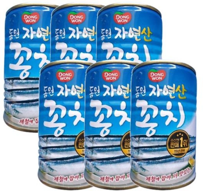 자연산꽁치 동원, 6개, 300g