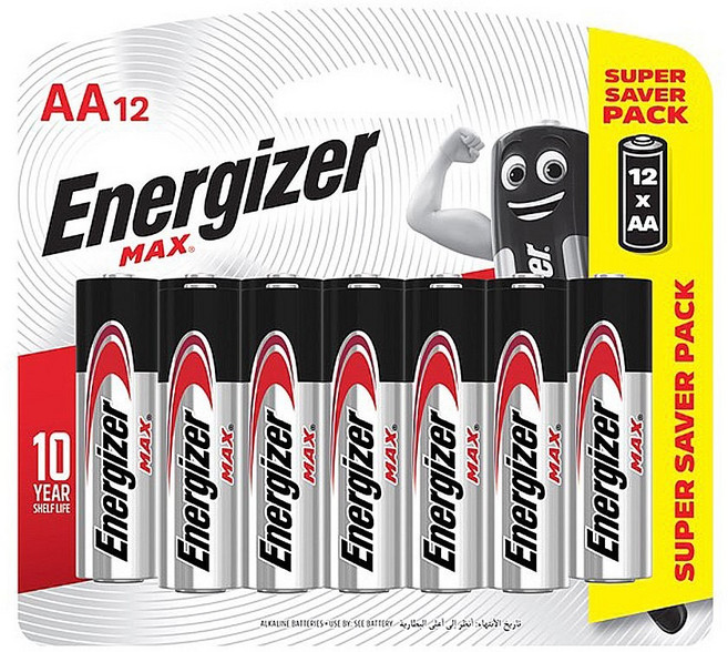 勁量Energizer MAX 鹼性電池 卡裝, 1個, ４號（ＡＡＡ）－１２入