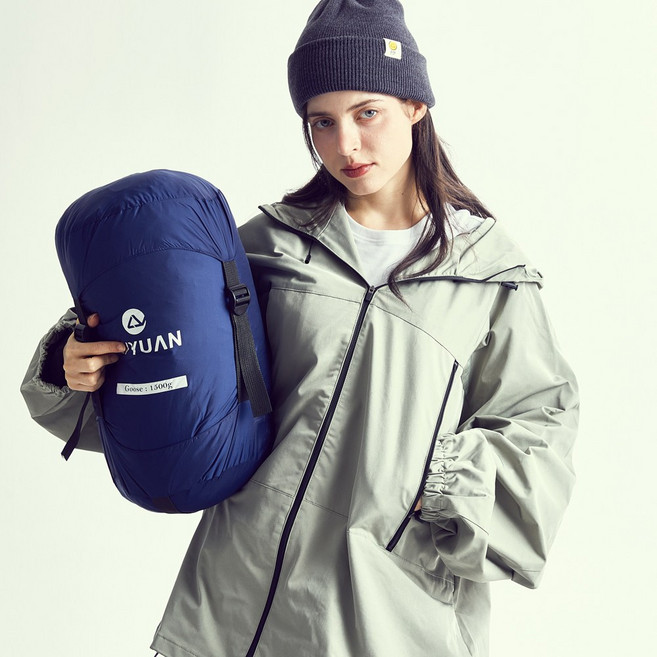 녹원 거위털 1500g 군용 구스 침낭 캠핑 사계절 이불 차박 백패킹 동계 겨울 버닝, 네이비, 1개