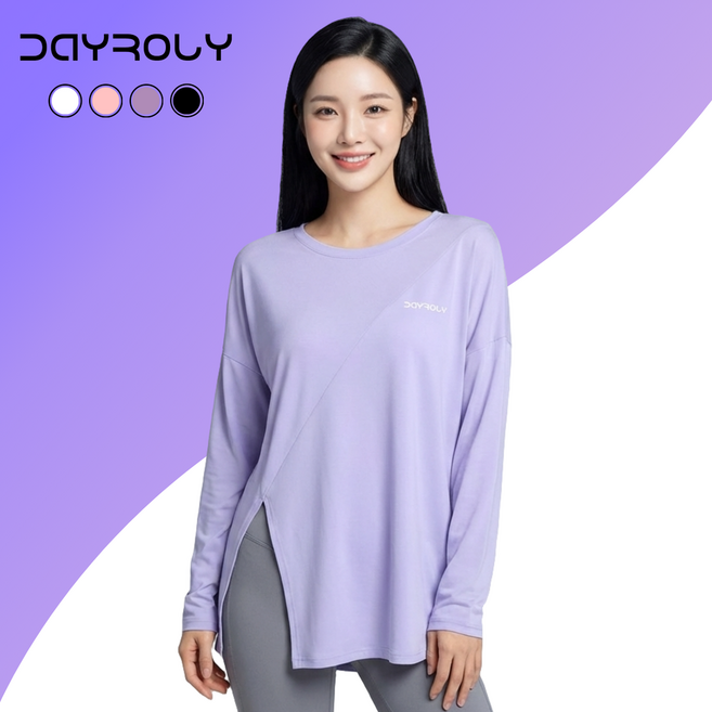 데이로리 스판덱스 여자 헬스복 여성 요가복 상의 긴팔 4colors