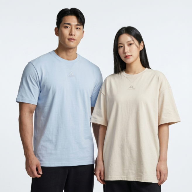 아디다스 남녀공용 편안한 꾸안꾸 기본 반팔티 캐주얼 데일리 사계절 오버핏 티셔츠