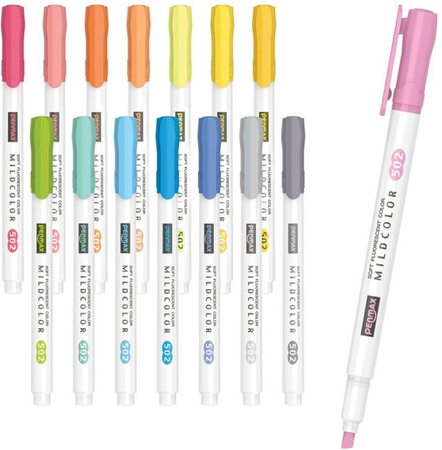펜맥스 마일드컬러 형광펜 15색 세트, (ONE COLOR)bright mixed, 1개