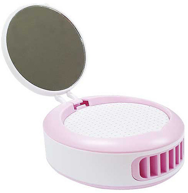 휴대용 손 선풍기 여름템 저소음 미니 송풍기, 화이트&핑크, 거울