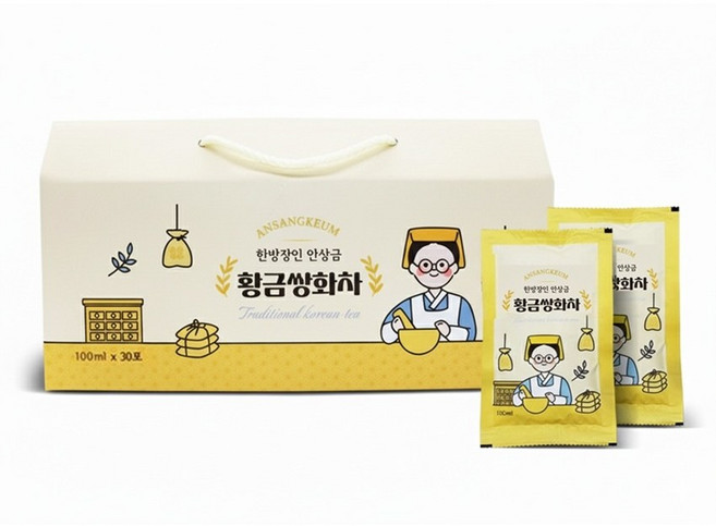 따끈하고 맛있고 진한 기운이 바로 살아나는 한 모금 "전통 수제 황금 쌍화차" [화천에프앤비], 1박스, 50개입, 100ml