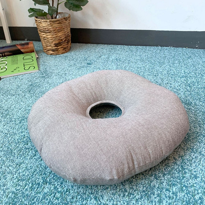 이케히코 코튼 원형 도넛 방석 쿠션, 이케히코 원형쿠션(루즈)-그레이, 1개