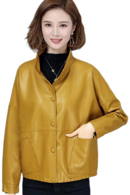 JoYouth 여성 양가죽 숏자켓 루즈핏 레더 자켓 바람막이 점퍼 라이더 숏 아우터