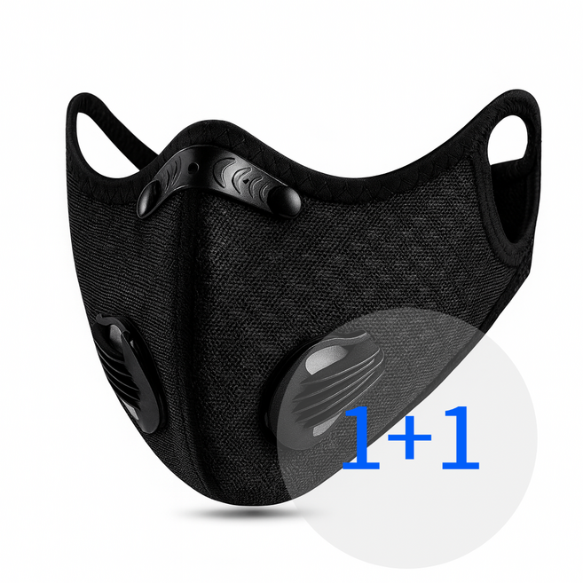 2개 스포츠 마스크 야외활동 마스크 미세먼지차단 황사방지마스크, 블랙