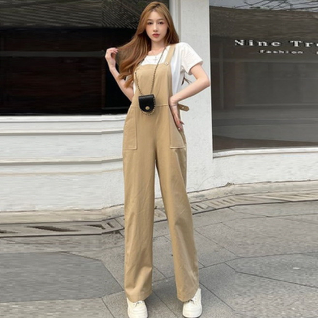 뉴욕멋쟁이 베로나 일자핏 여성 멜빵바지