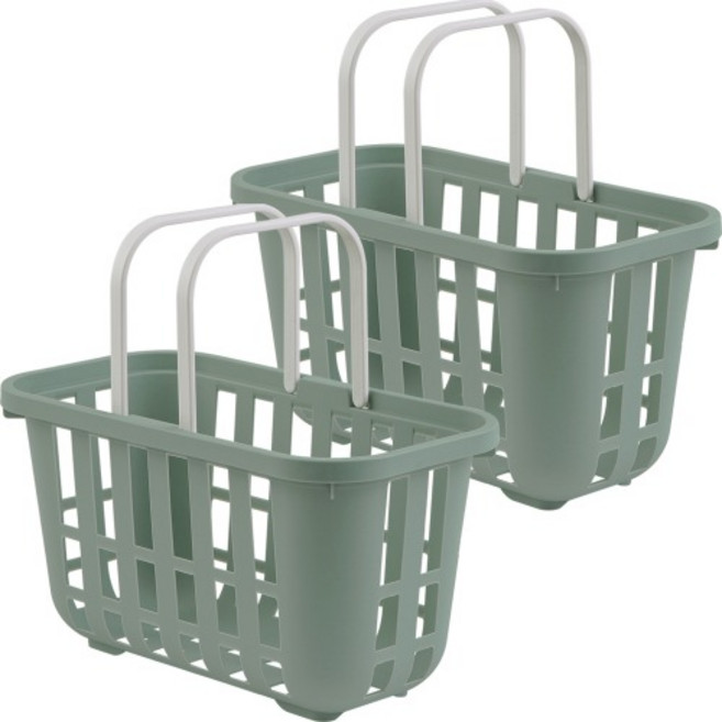 일본 사나다 노르딕 슬림 목욕바구니 손잡이 물빠짐 욕실 바스켓 J-9679, 2개