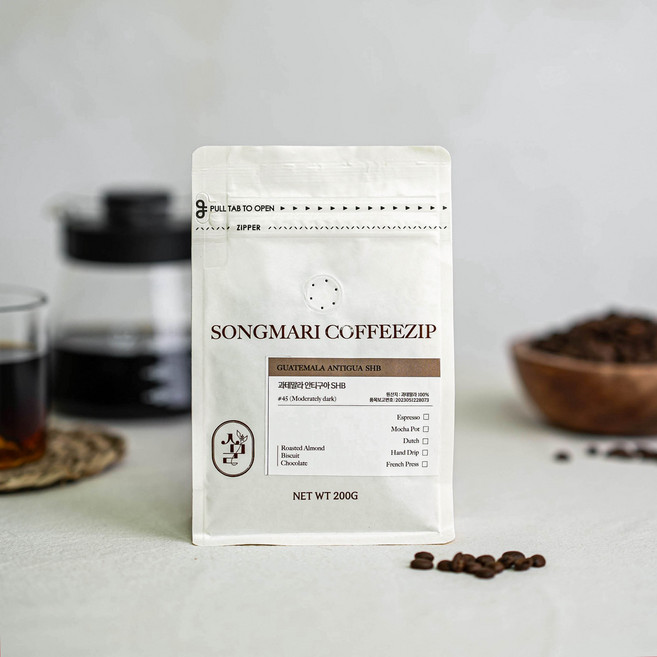 [당일로스팅]송마리커피집 산미없는 과테말라 안티구아 SHB 원두커피, 1개, 200g, 홀빈(분쇄안함)
