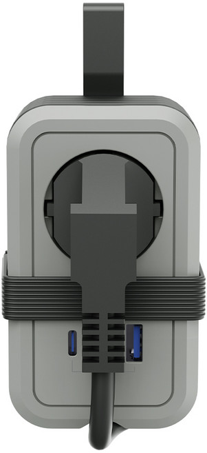 휴대용 멀티탭 USB-PD 20W 고속충전 여행용 리드선 고용량 4000W + 충전케이블, 1개, 그레이, 1.5m