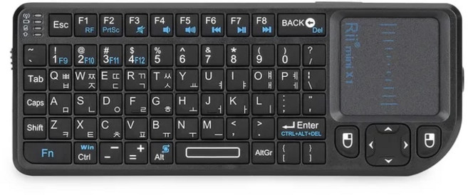 Rii X1 2.4GHz 미니 무선 키보드 안드로이드 TV 박스/PC/노트북용 터치 패드 영어/RU/ES/FR, 1개