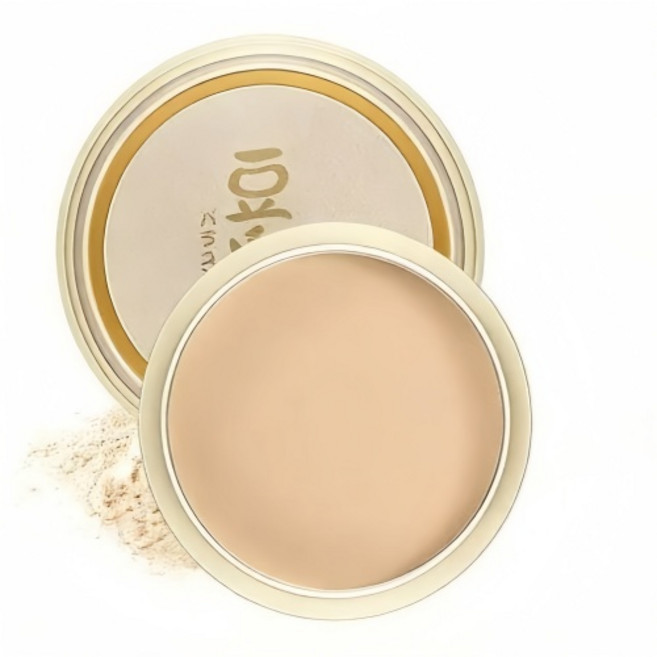 日系遮瑕定妝 提亮珠光控油持妝蜜粉, 1個, LANQIN豆乳粉餅, 01象牙白