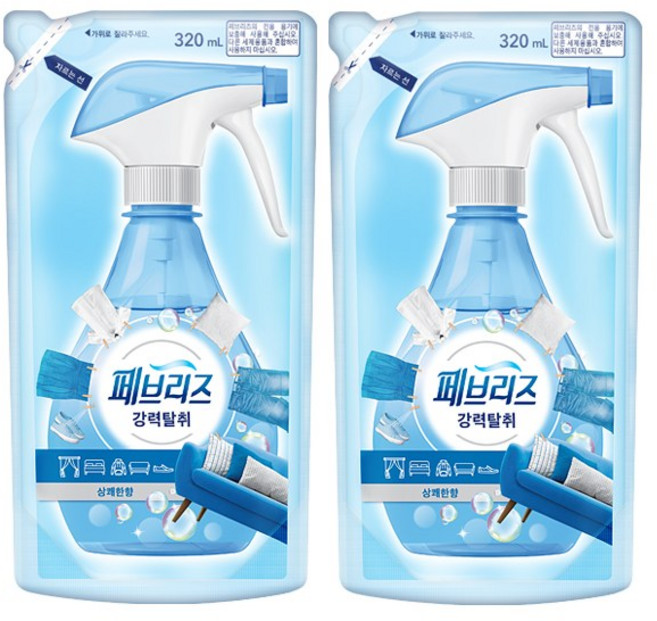 페브리즈 섬유탈취제 상쾌한 향 리필 / 보충형, 320ml, 2개