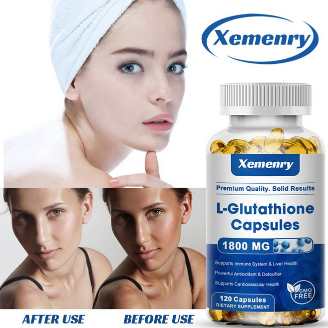 면역 지원 및 항산화제용 L-글루타치온 1800mg 캡슐 글루텐 프리 120정, 3개, 60정