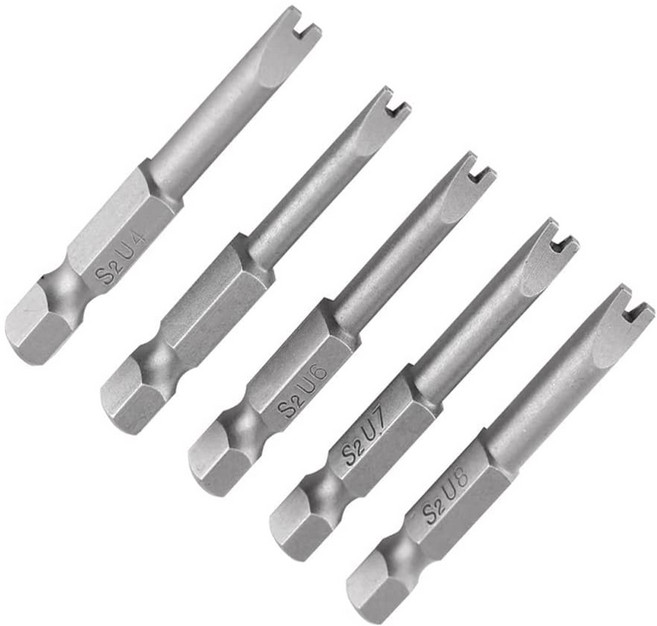 Bridge S2 U형 드라이버 비트 5종 세트 50mm 자석형 1/4인치 육각샹크 특수 U타입 나사 비트 전동드릴 호환, 1세트