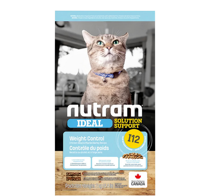nutram 成貓用 I12 專業理想系列 體重控制天然貓糧, 2kg, 1袋, 雞肉 + 豌豆