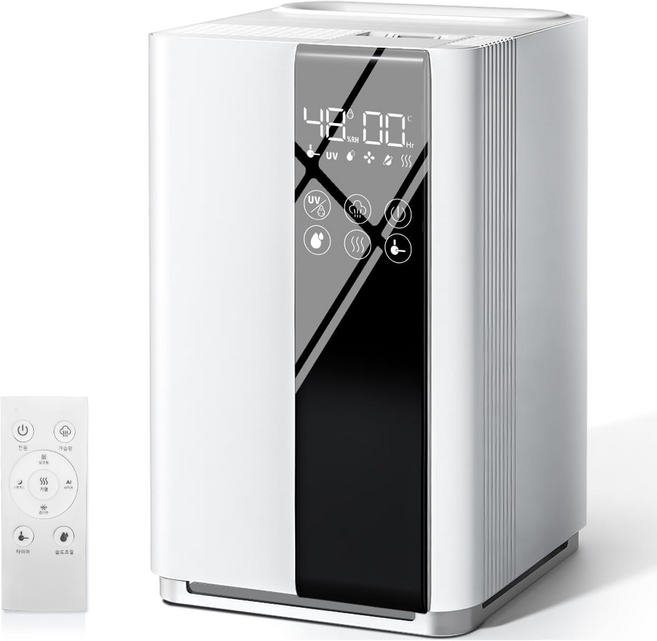 SMIRIA 실내 가습기 에어컨 방 조합 난방 아기방 가열식 탁상 사무실 저소음 자외선 살균 UV 가습기 4.3L 대용량 애완동물용 리모컨 장착 통세척 쉬운 초음파 가정용 가습기