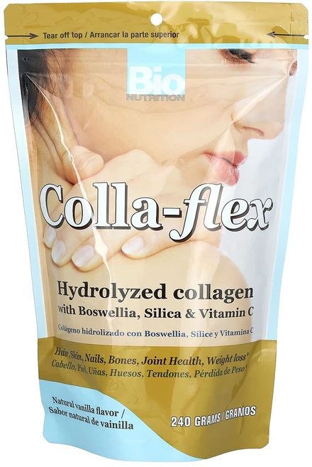 Bio Nutrition Colla-Flex 보스웰리아 실리카 및 비타민C 함유 하이드롤라이즈드콜라겐 천연 바닐라 맛 240g Nutrition (바이오 뉴트리션), 1개 - 쿠팡