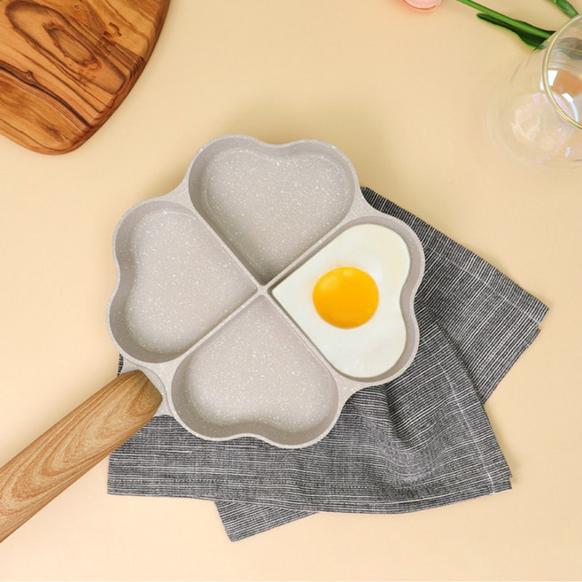 NARI-HIRRA 4구 인덕션용 에그팬 프라이팬, 4구인덕션 HEART 에그팬_베이지, 1개